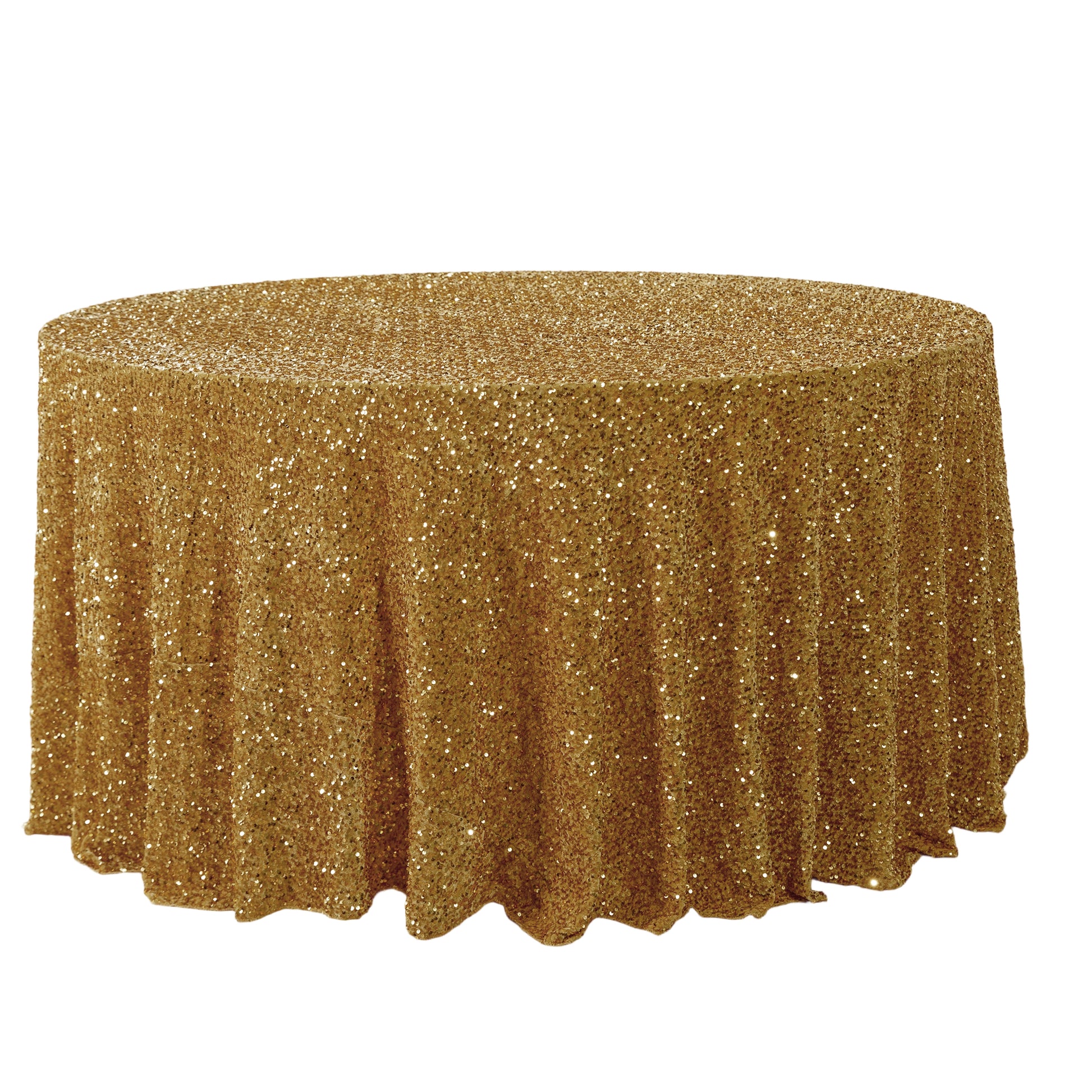 Sequin velvet round tablecloth gold full view