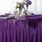 Sequin Velvet 132" Round Tablecloth - Purple