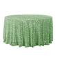 Sequin velvet round tablecloth sage green full view
