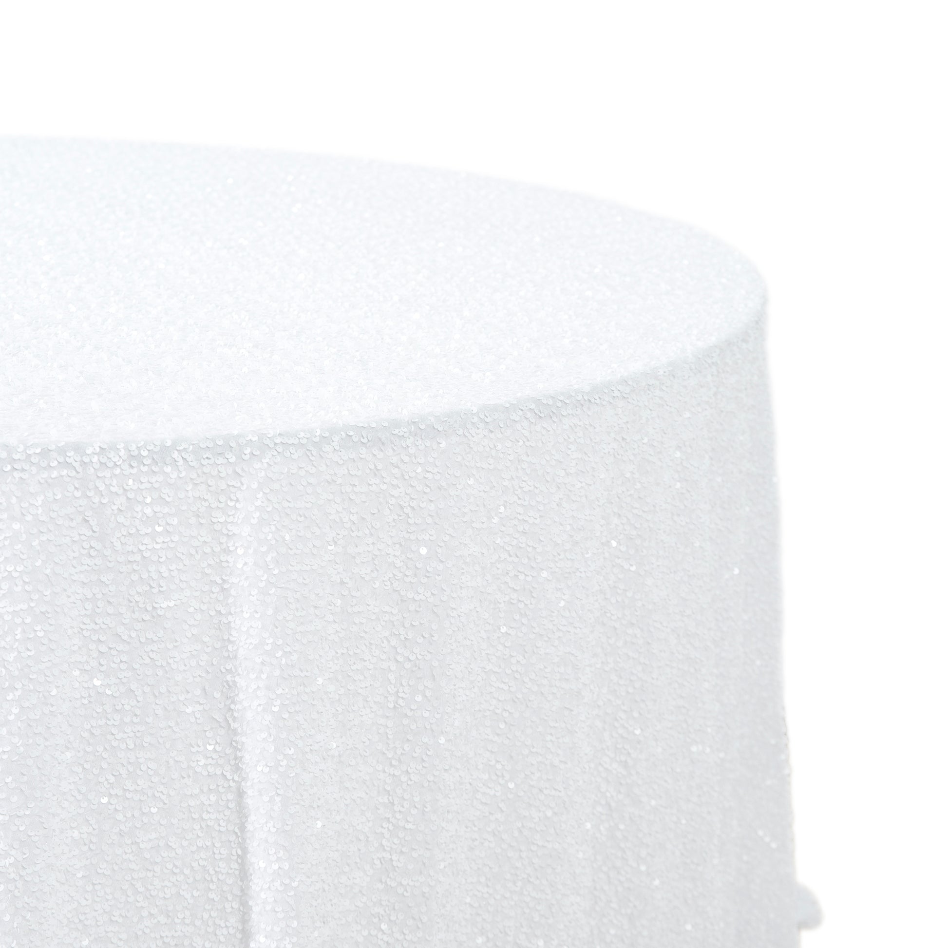 Sequin velvet round tablecloth white close up