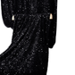 Sequin Velvet 8ft H x 52" W Drape/Backdrop Curtain Panel Black draped over a chair