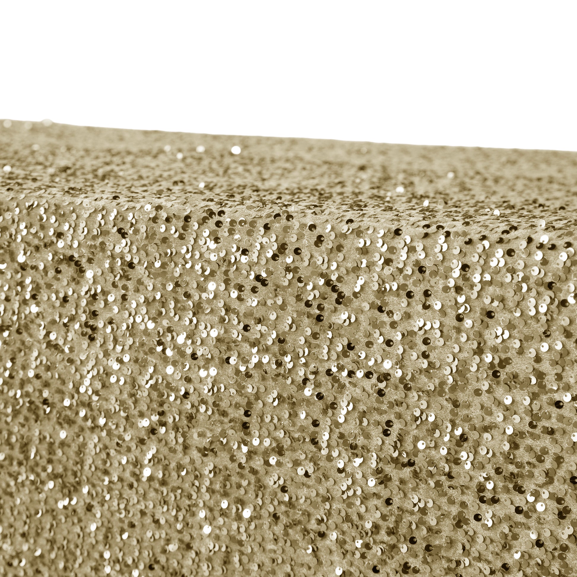 Sequin velvet champagne rectangular tablecloth close up