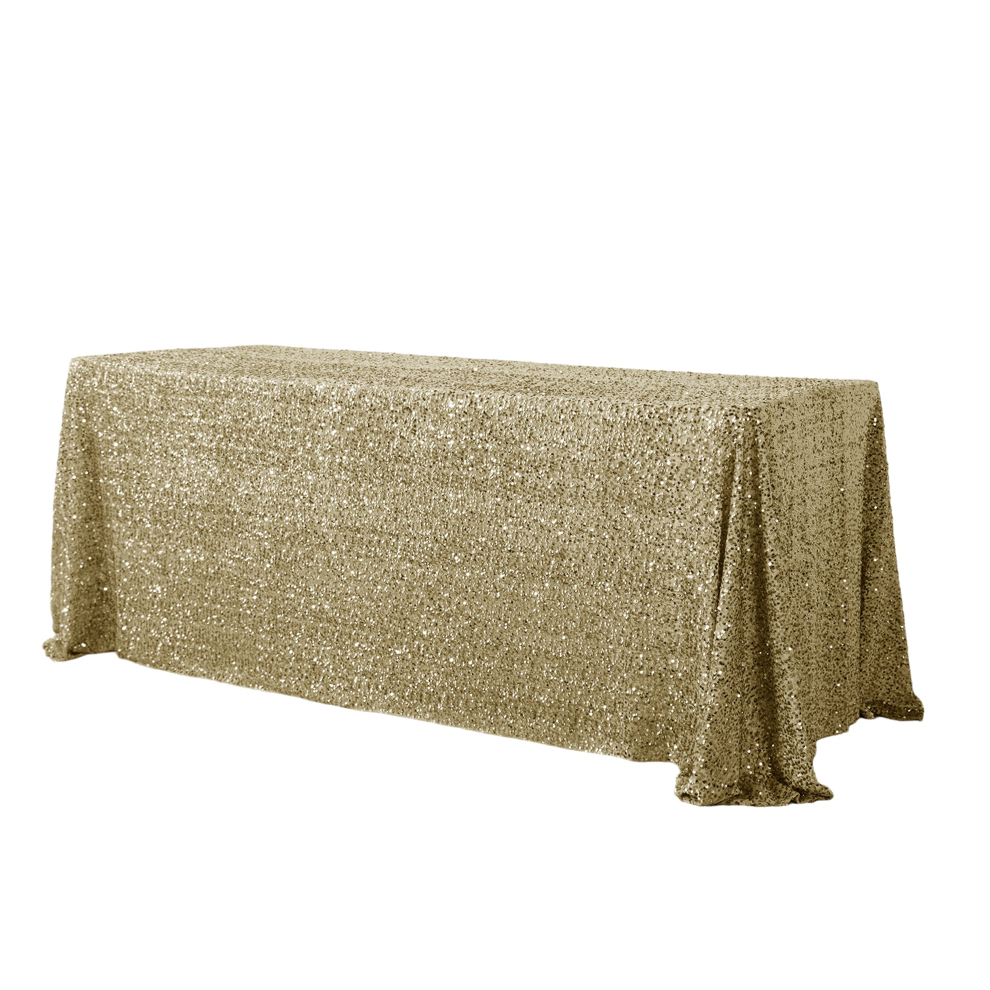 Sequin velvet champagne rectangular tablecloth full view
