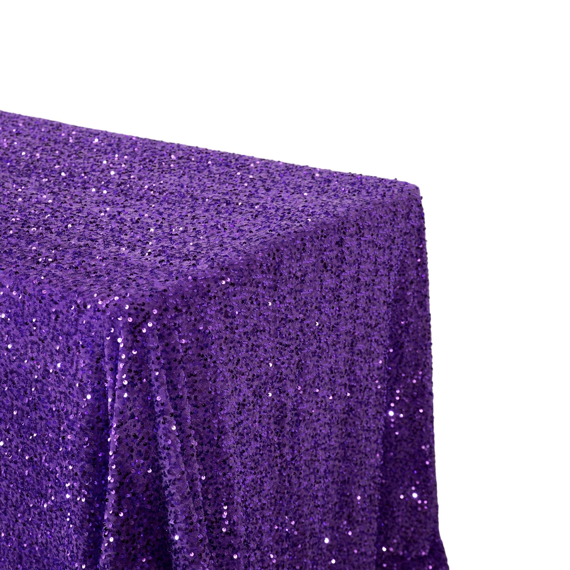 Sequin velvet rectangular tablecloth purple end view