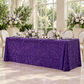 Sequin velvet rectangular tablecloth purple at a greenhouse wedding