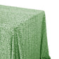 Sequin velvet rectangular tablecloth sage green end view