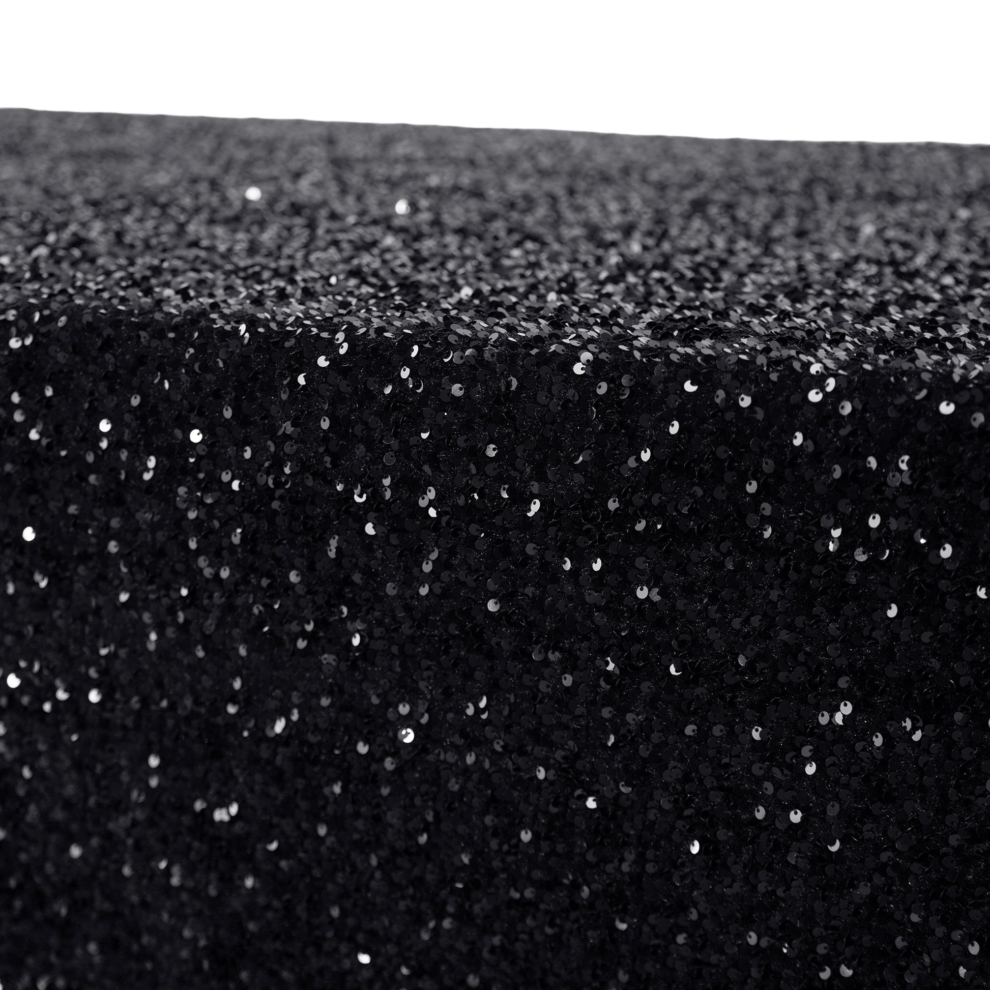 Sequin velvet black rectangular tablecloth close up