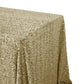 Sequin velvet  champagne rectangular tablecloth angled view