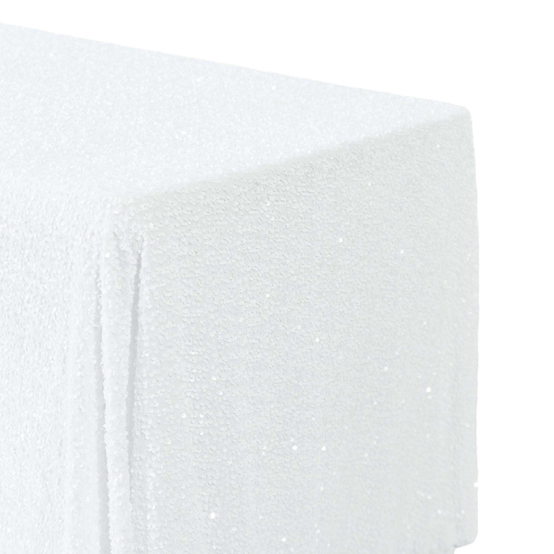 Sequin velvet rectangular tablecloth white close up