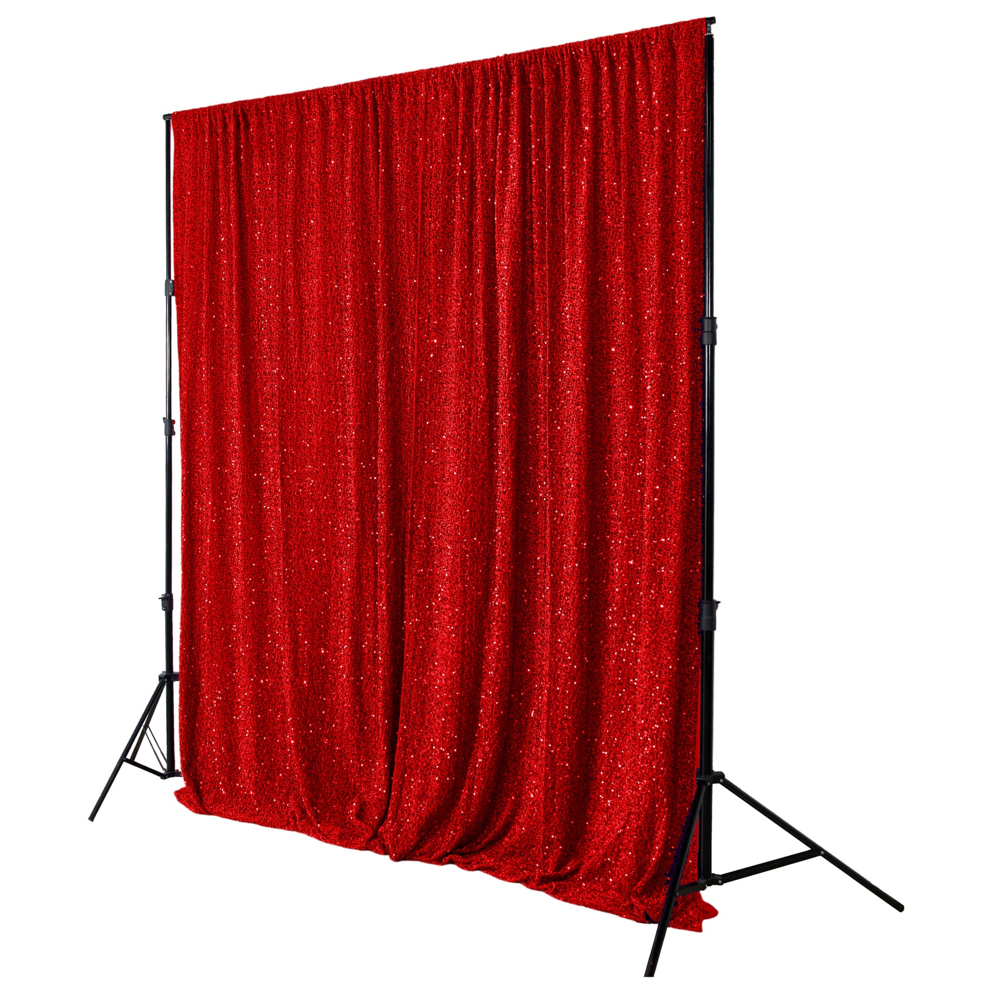 Sequin Velvet Drape/Backdrop Curtain Panel Red angled view