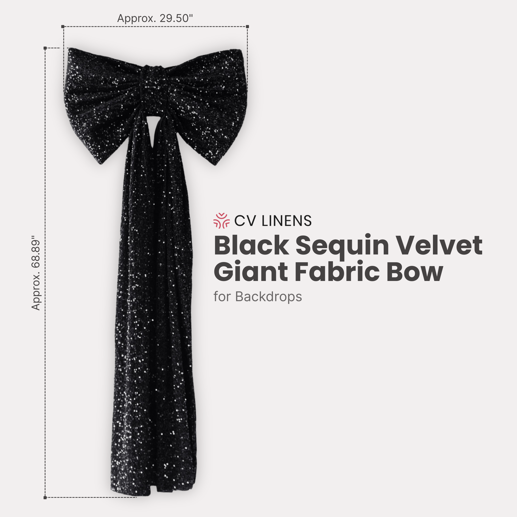 Sequin Velvet Giant Fabric Bow for Backdrop infographic