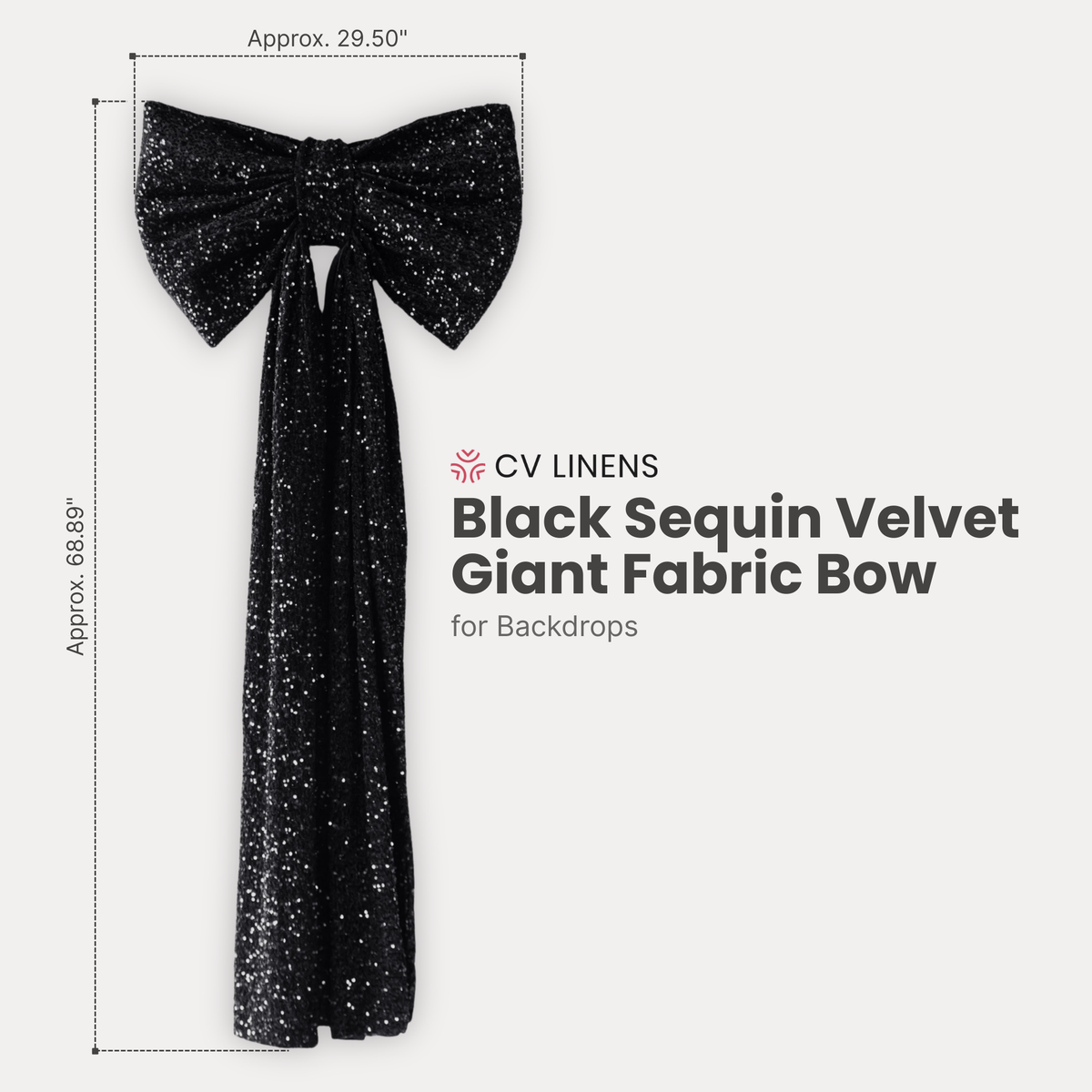 Sequin Velvet Giant Fabric Bow for Backdrop infographic