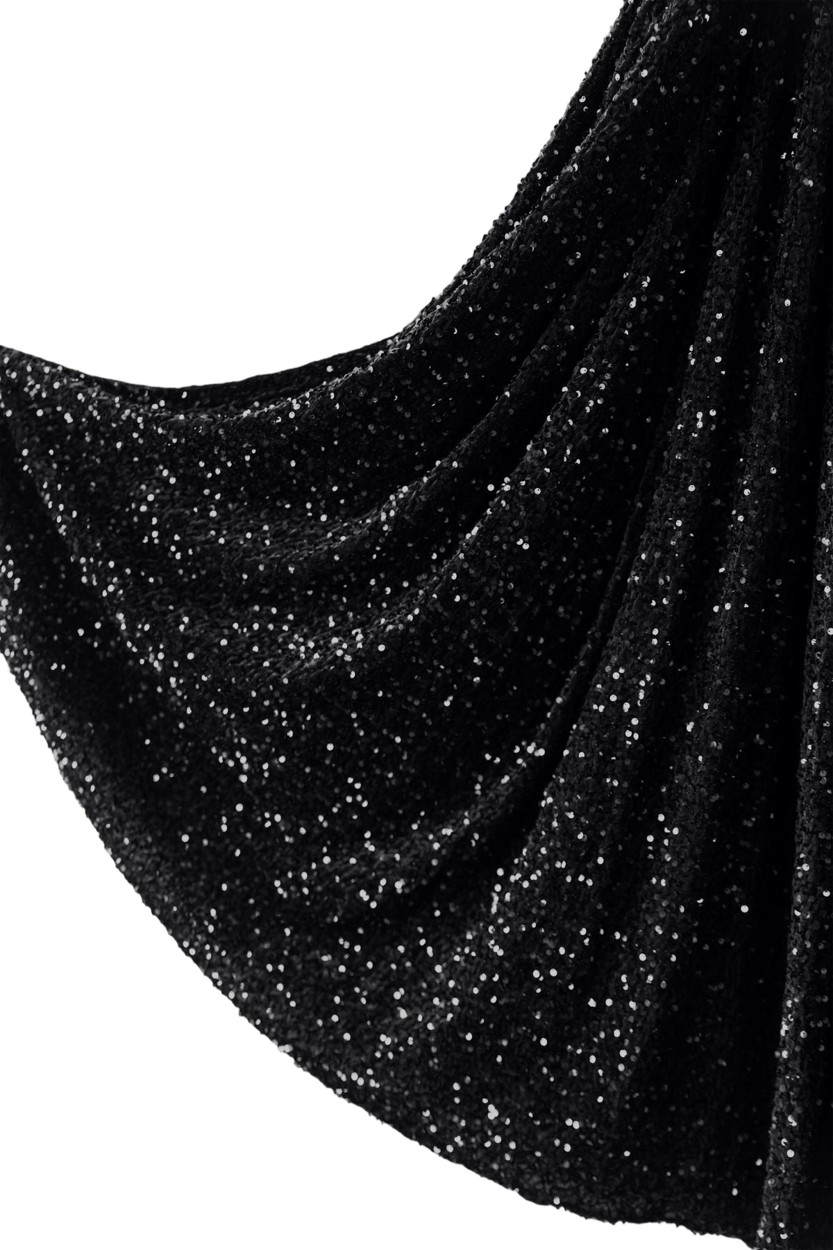 Sequin Velvet Giant Fabric Bow for Backdrop - Black - Tails