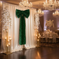 Sequin Velvet Giant Fabric Bow for Backdrop - Emerald Green Champagne Satin Gala