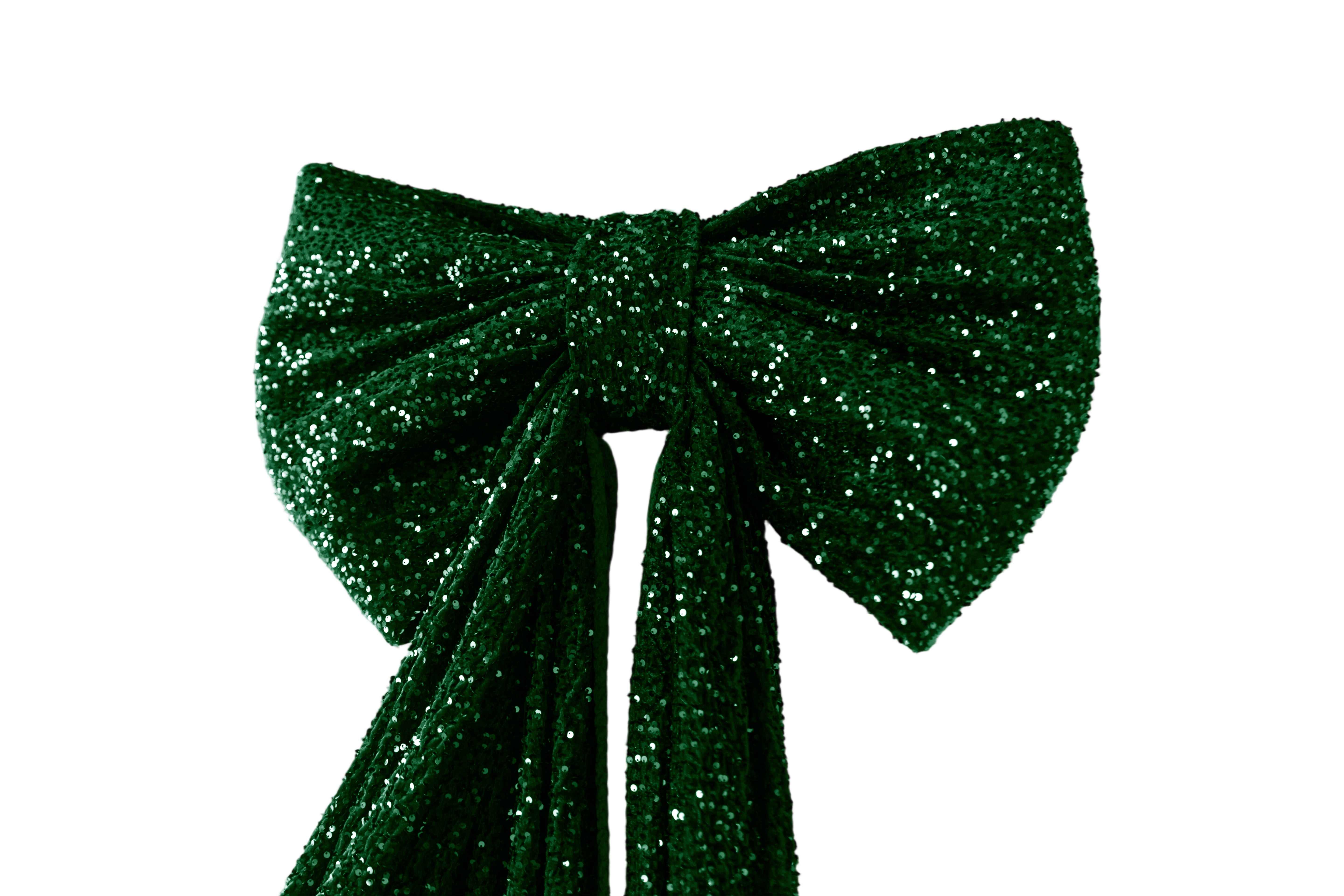 Sequin Velvet Giant Fabric Bow for Backdrop - Emerald Green Close Up