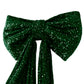 Sequin Velvet Giant Fabric Bow for Backdrop - Emerald Green Close Up