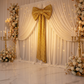 Sequin Velvet Giant Fabric Bow for Backdrop – Gold Angled View
