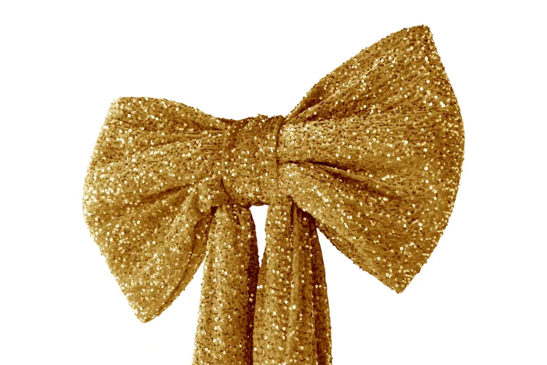 Sequin Velvet Giant Fabric Bow for Backdrop - Gold Close Up
