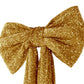 Sequin Velvet Giant Fabric Bow for Backdrop - Gold Close Up
