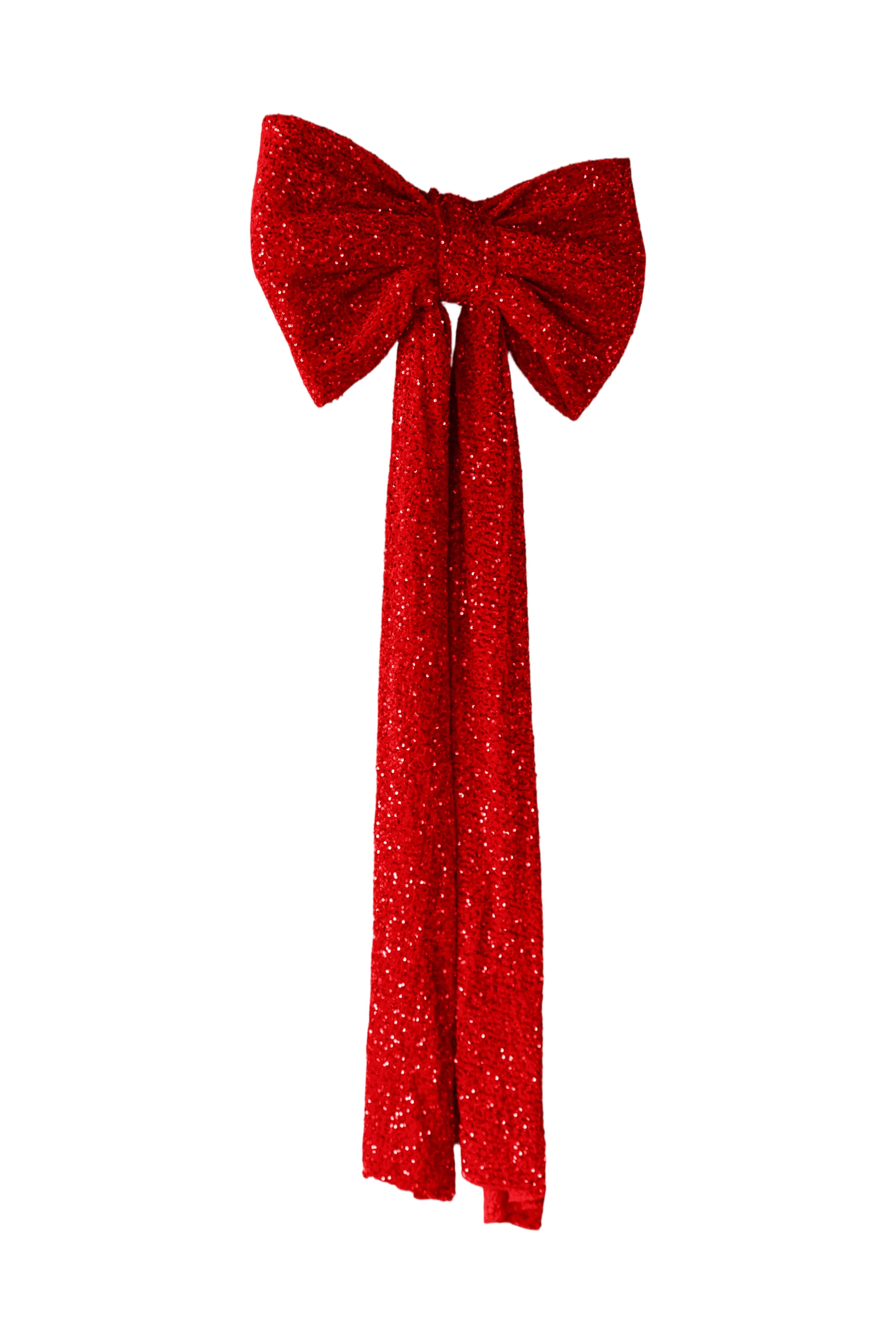 Sequin Velvet Giant Fabric Bow for Backdrop - Red Angled