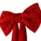 Sequin Velvet Giant Fabric Bow for Backdrop - Red Close Up