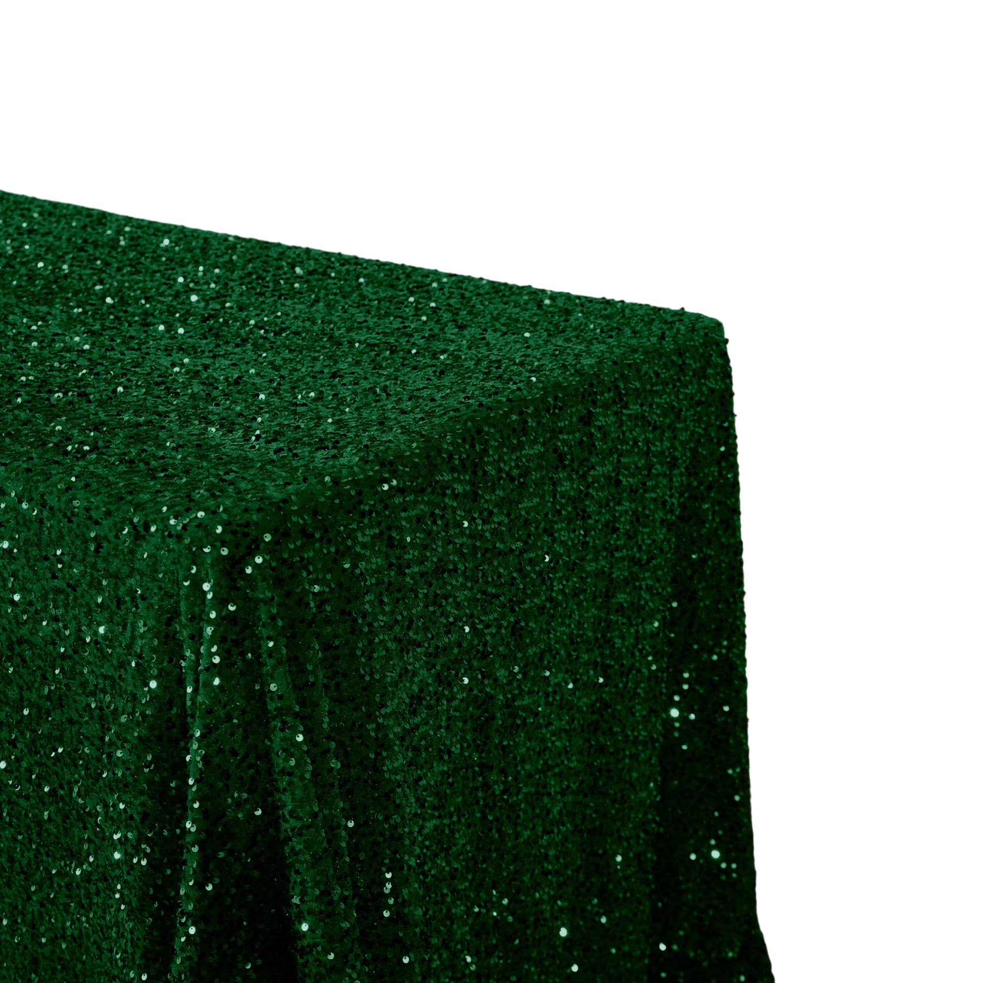 Sequin Velvet Rectangular Tablecloth Emerald Green close up
