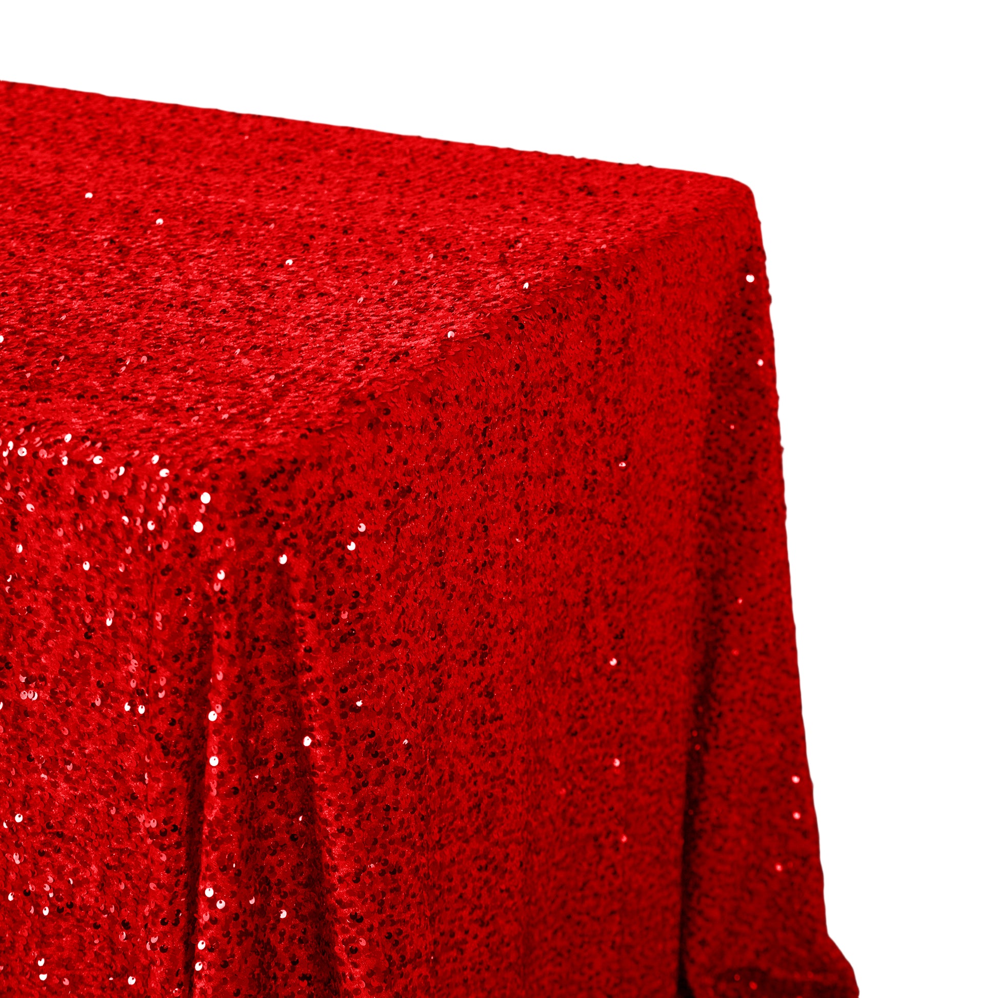Sequin Velvet Rectangular Tablecloth Red edge view