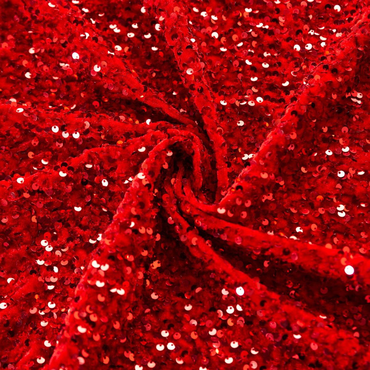 10 yards Sequin Velvet Fabric Roll - Red - CV Linens™