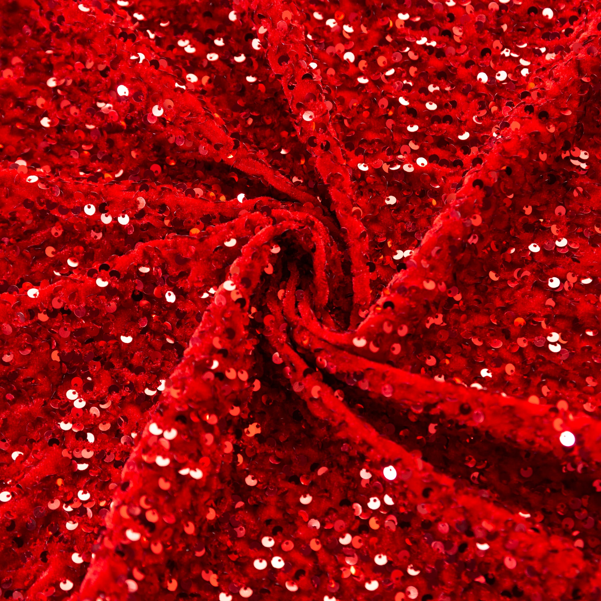 Sequin Velvet 132" Round Tablecloth - Red - CV Linens