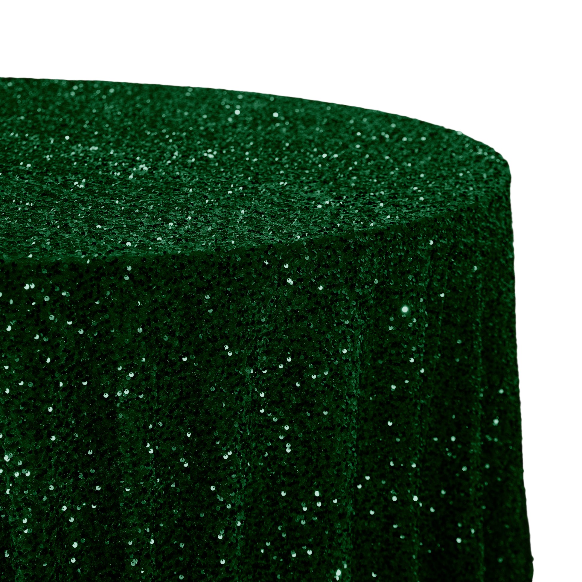 Sequin Velvet Round Tablecloth Emerald Green close up
