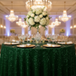 Sequin Velvet Round Tablecloth Emerald Green tablescape for wedding