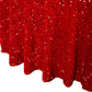 Sequin Velvet Round Tablecloth Red bottom close up