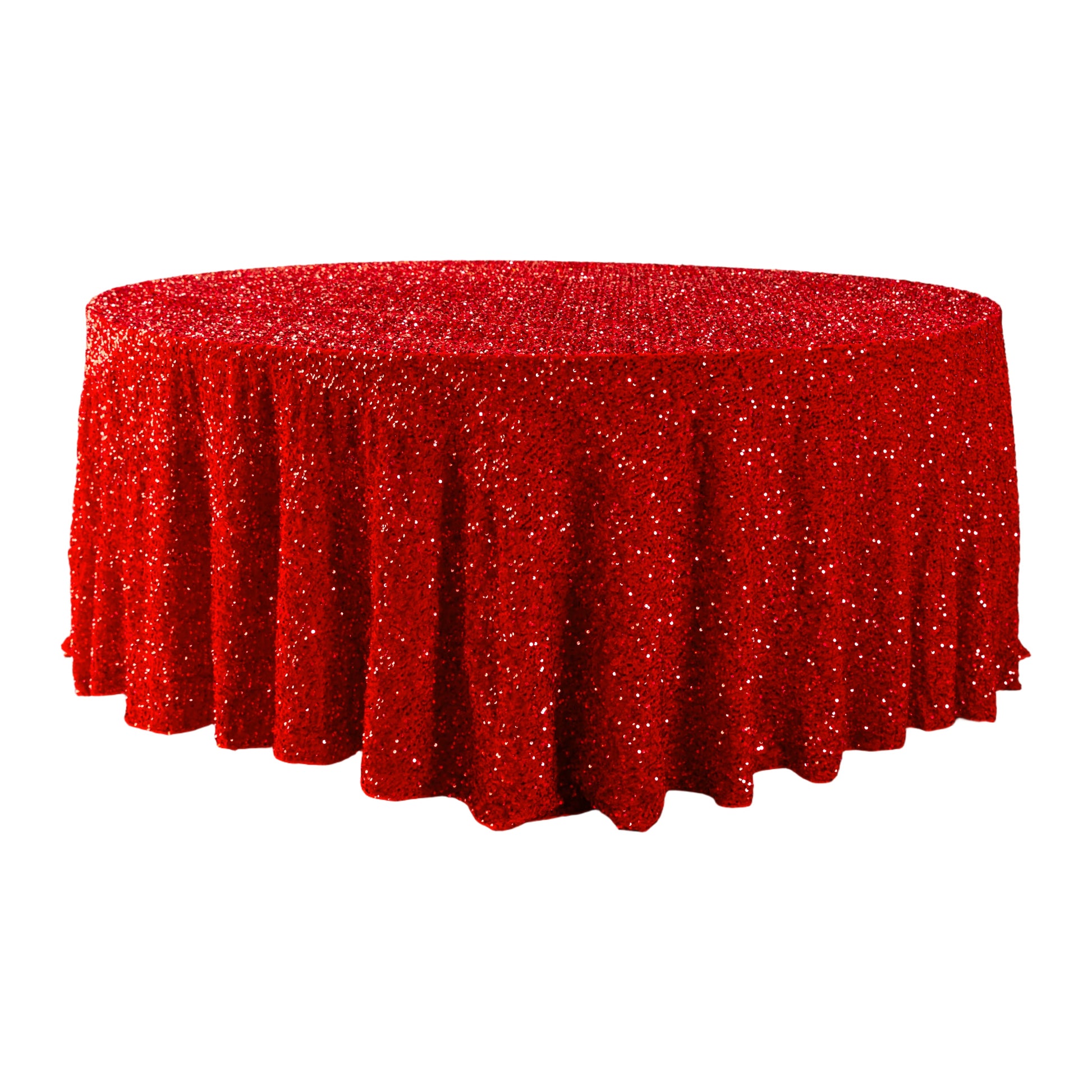 Sequin Velvet Round Tablecloth Red full view