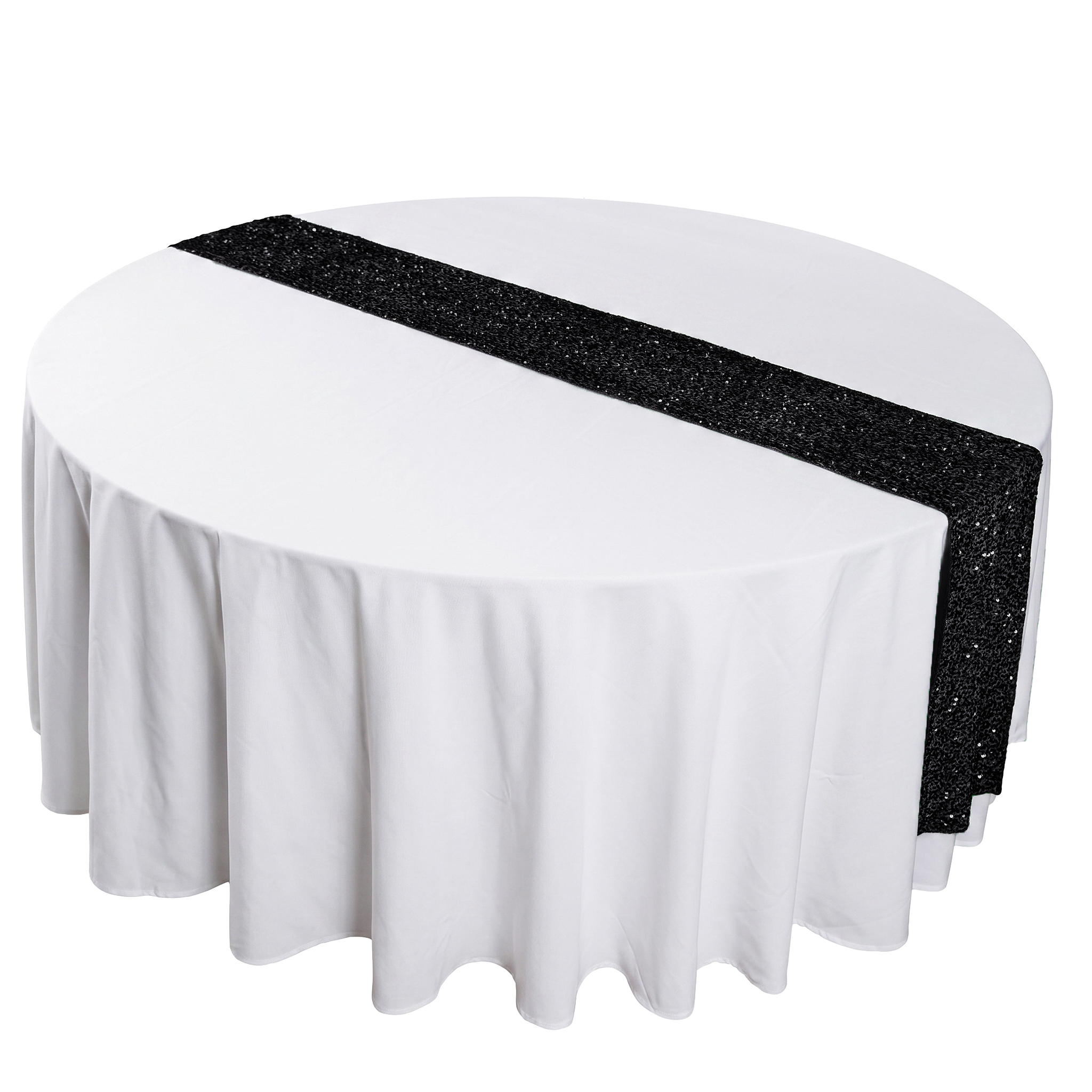 Sequin Velvet Table Runner Black birds eye view