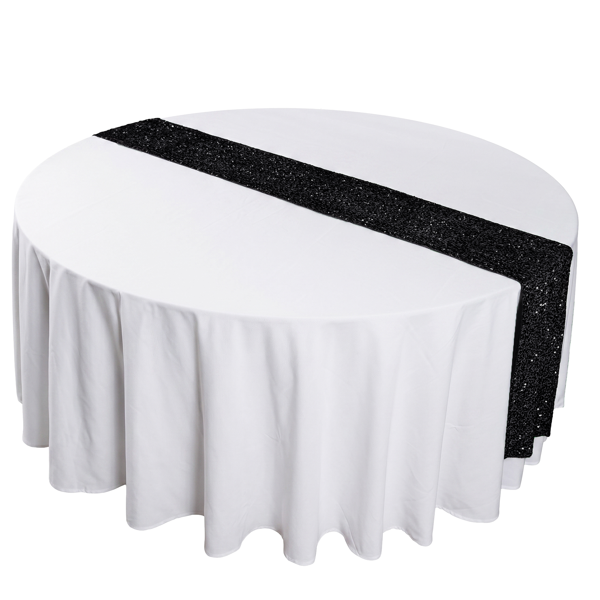 Sequin Velvet Table Runner Black birds eye view