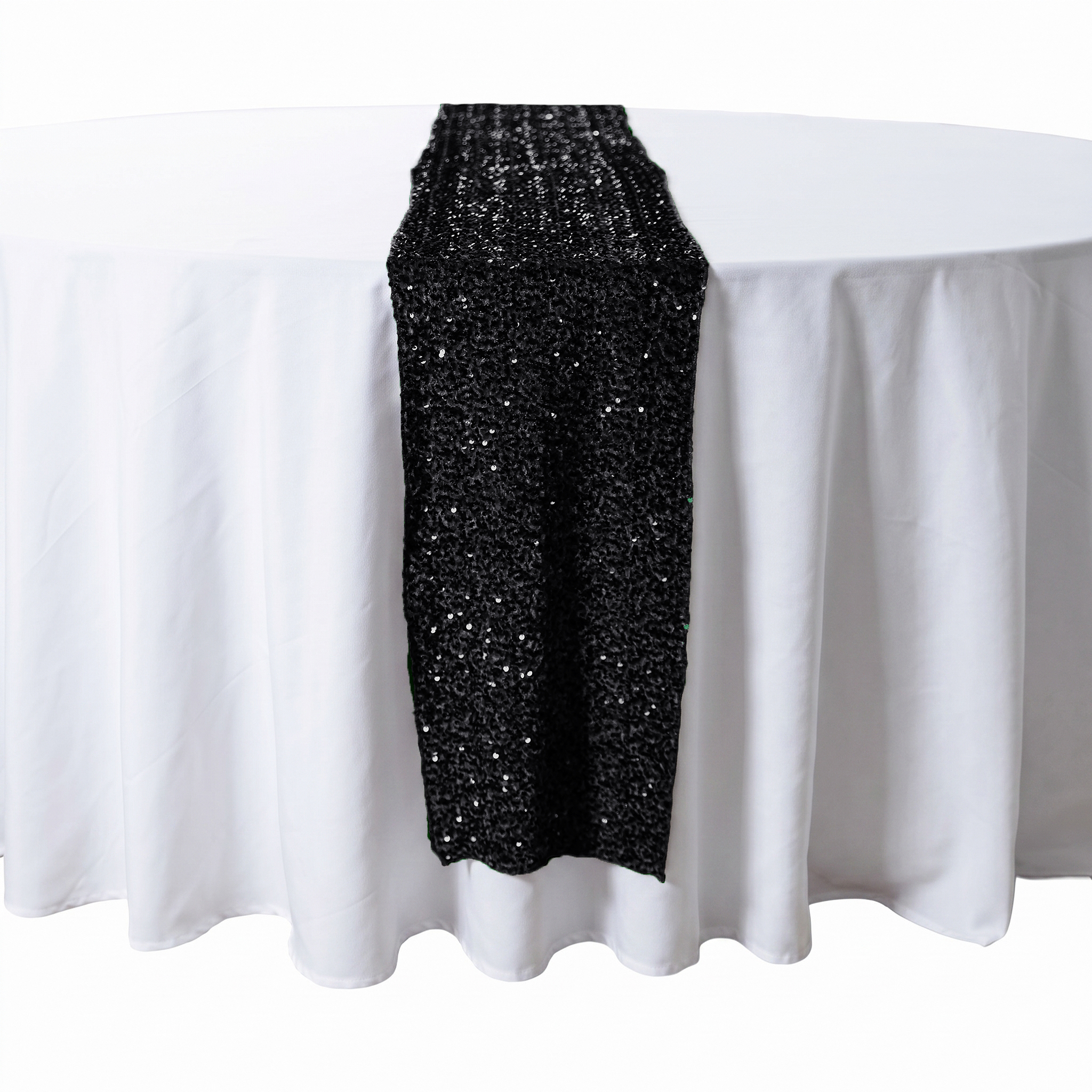 Sequin Velvet Table Runner Black - CV Linens