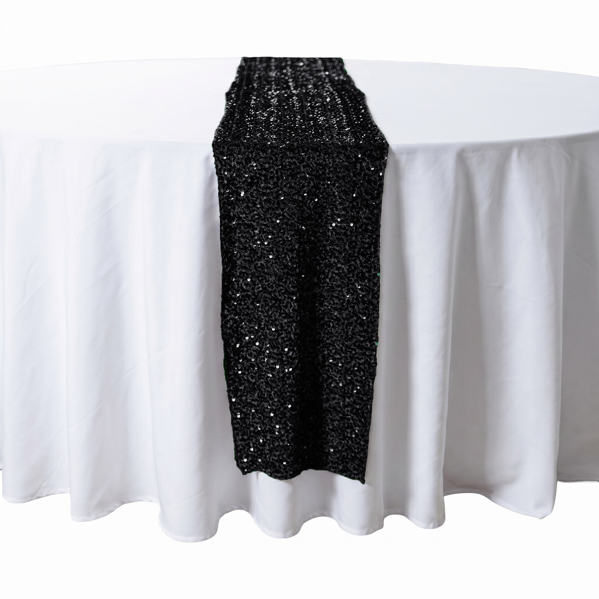 Sequin Velvet Table Runner Black - CV Linens