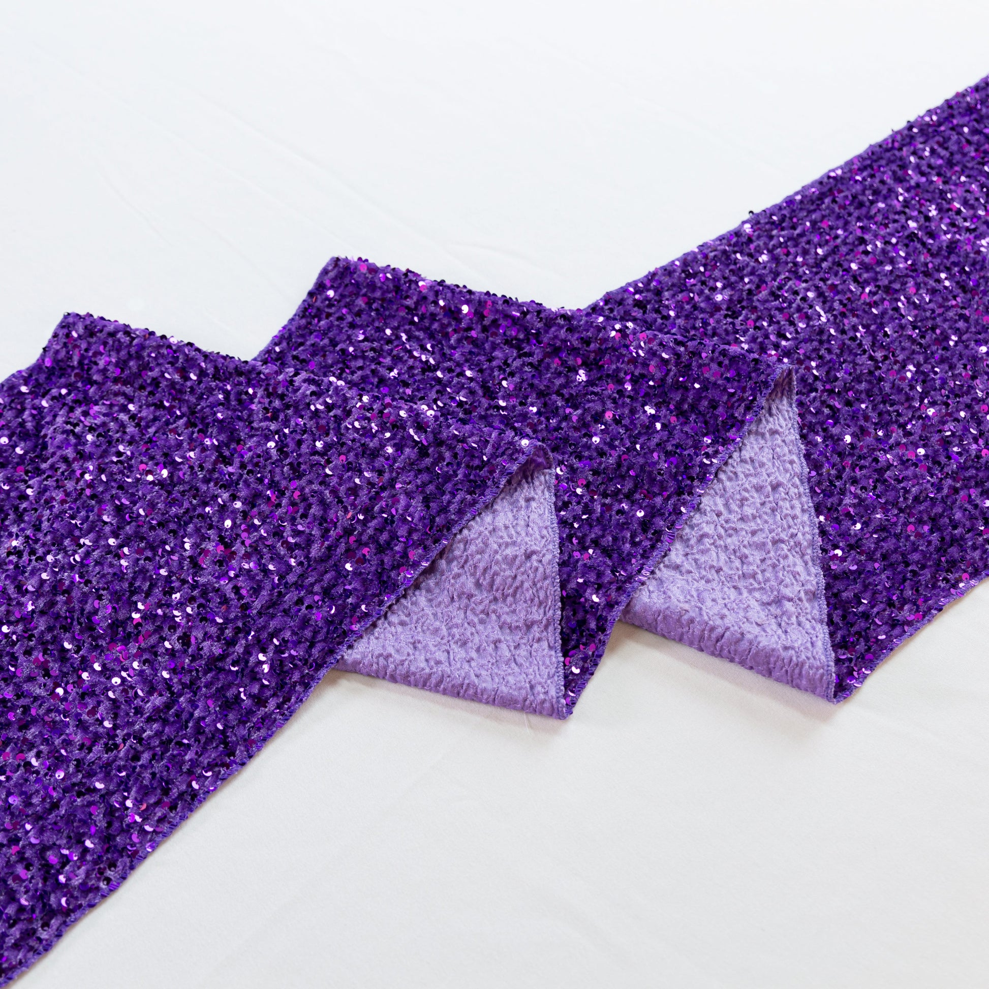Sequin Velvet Table Runner Purple  close up