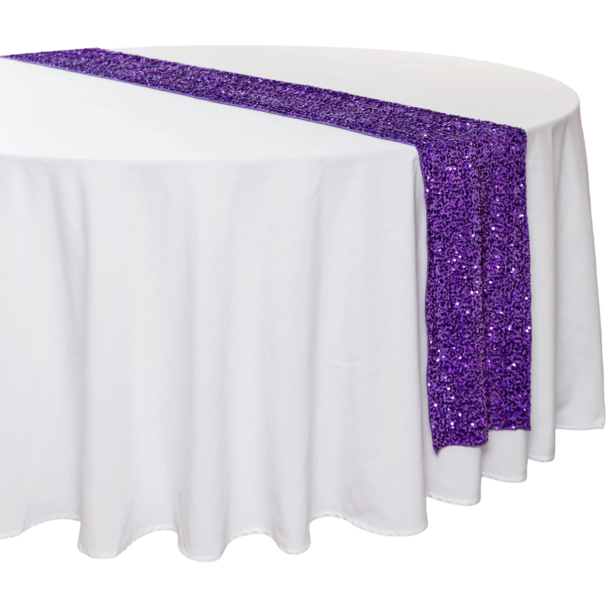Sequin Velvet Table Runner Purple angled view