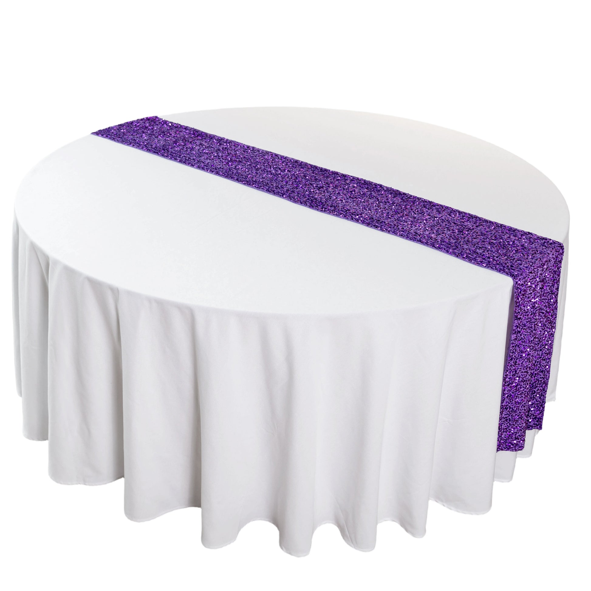 Sequin Velvet Table Runner Purple birdseye view