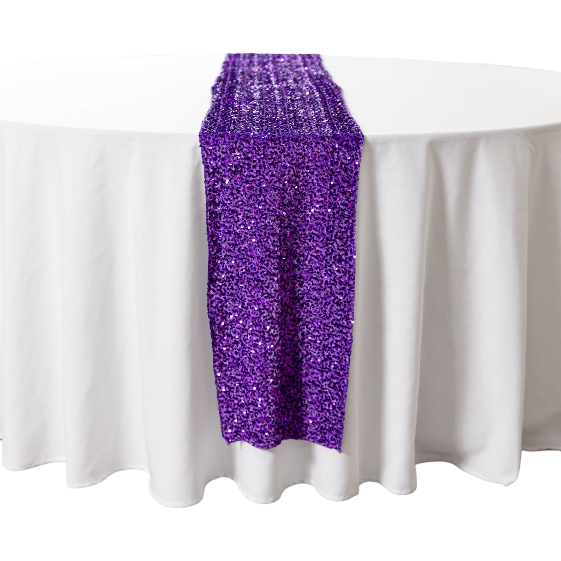Sequin Velvet Table Runner Purple end view