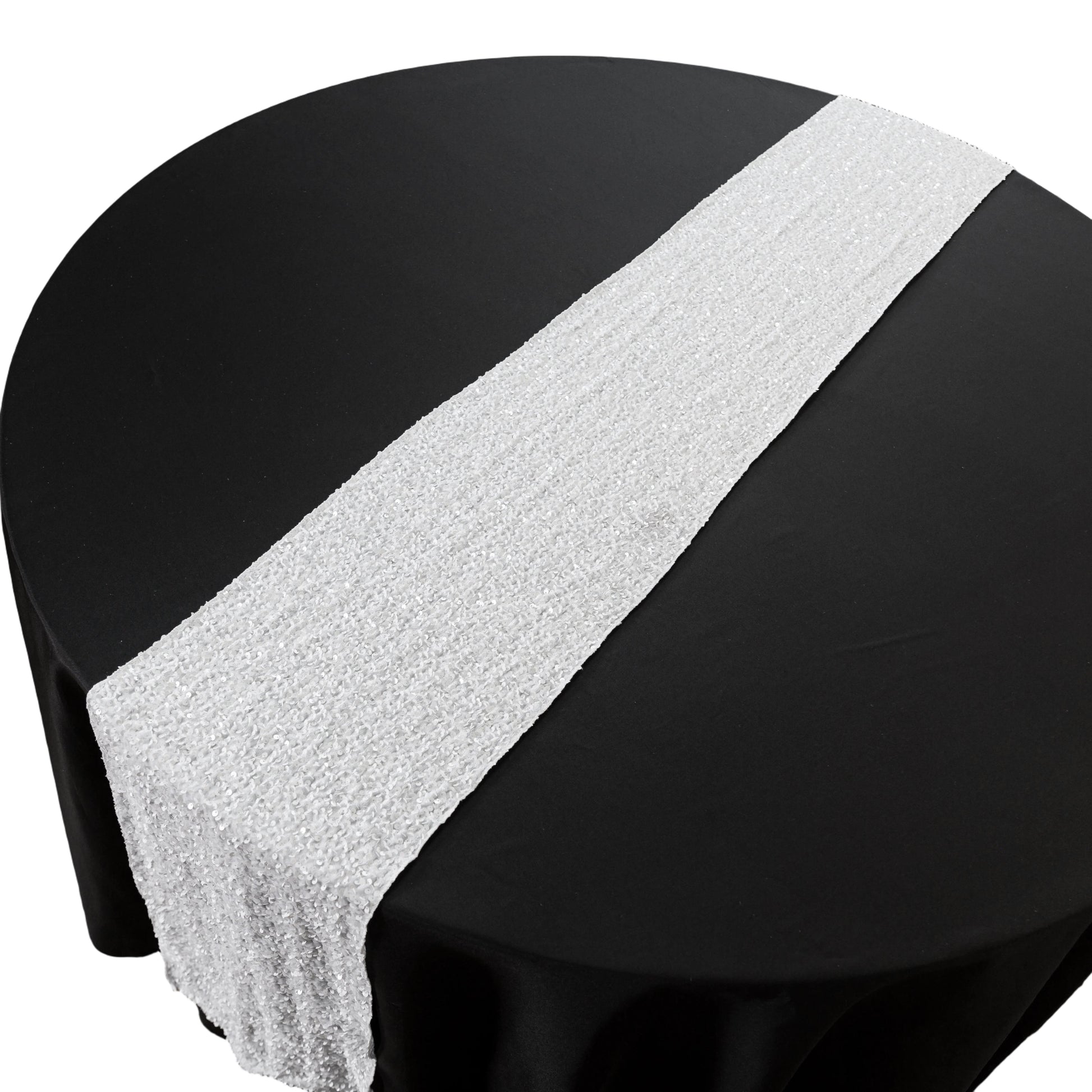 Sequin Velvet Table Runner White birdseye view