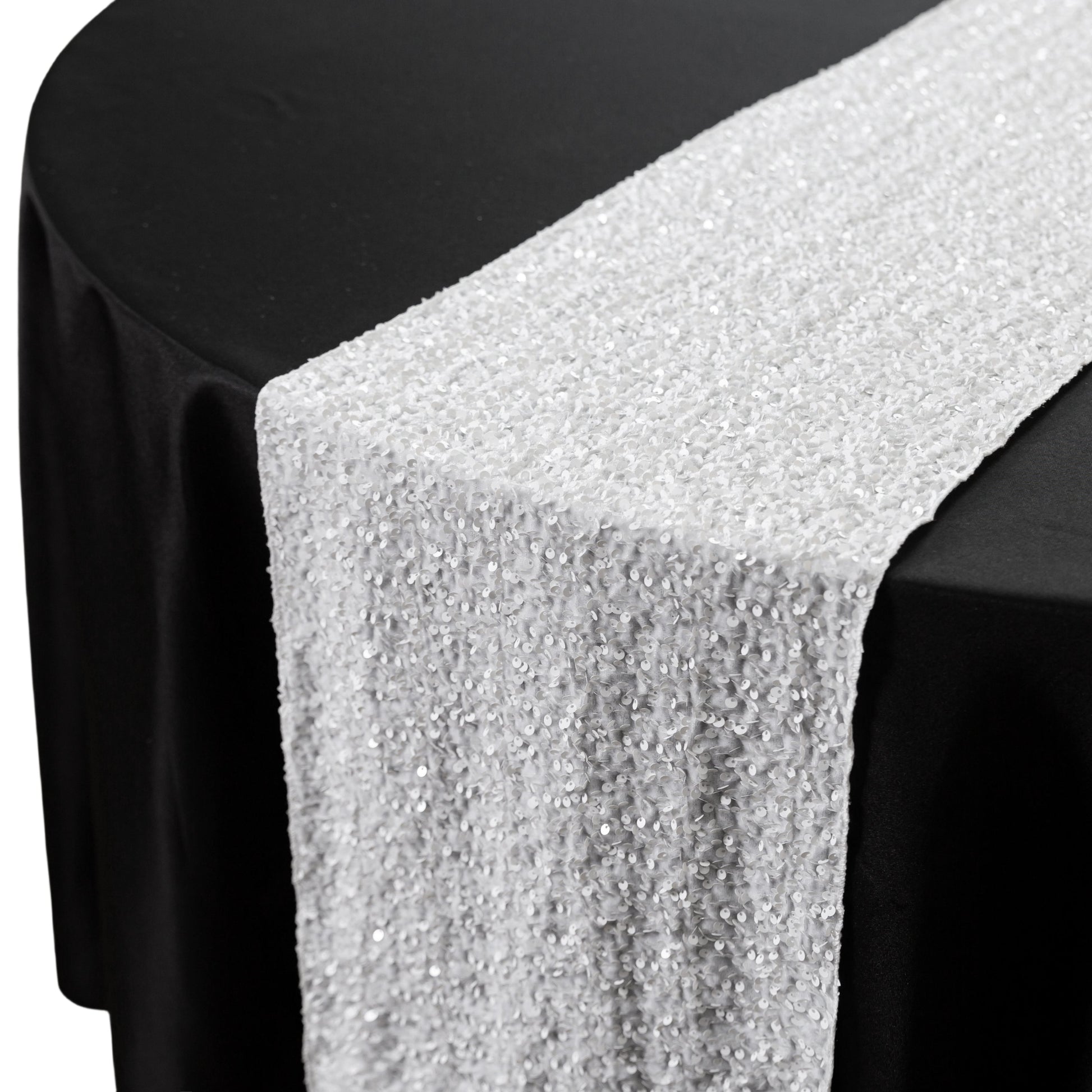 Sequin Velvet Table Runner White edge view