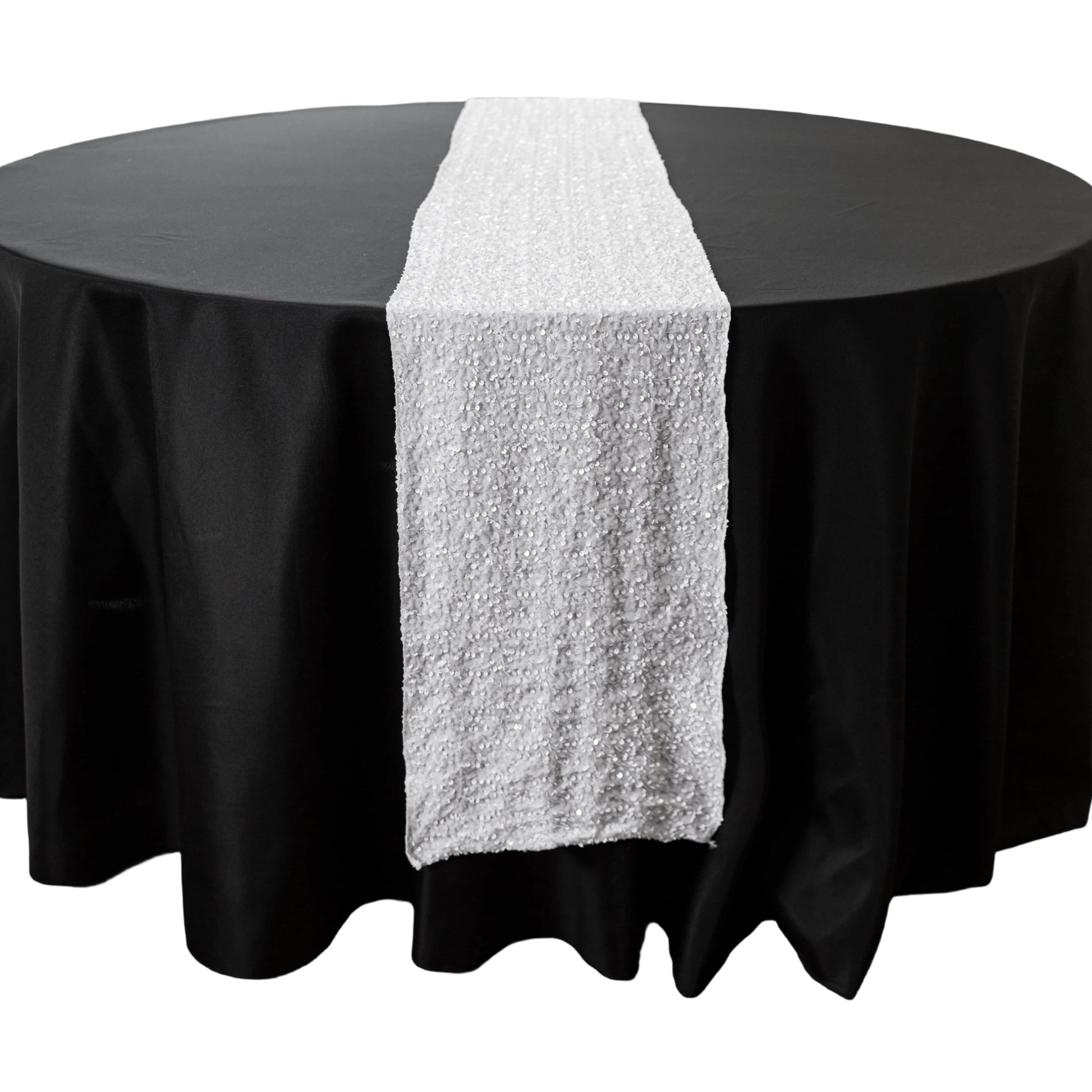 Sequin Velvet Table Runner White drop