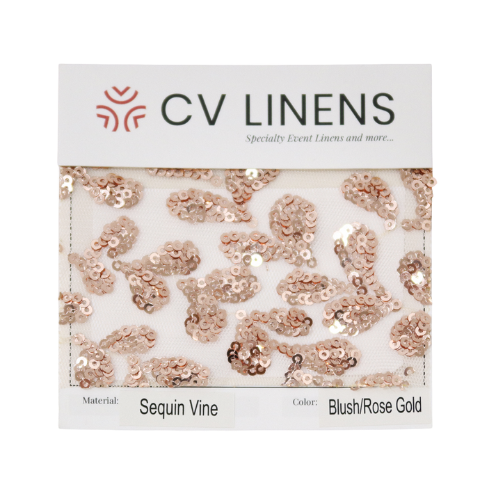 Blush/Rose Gold Sequin Vine Swatch Card - CV Linens™