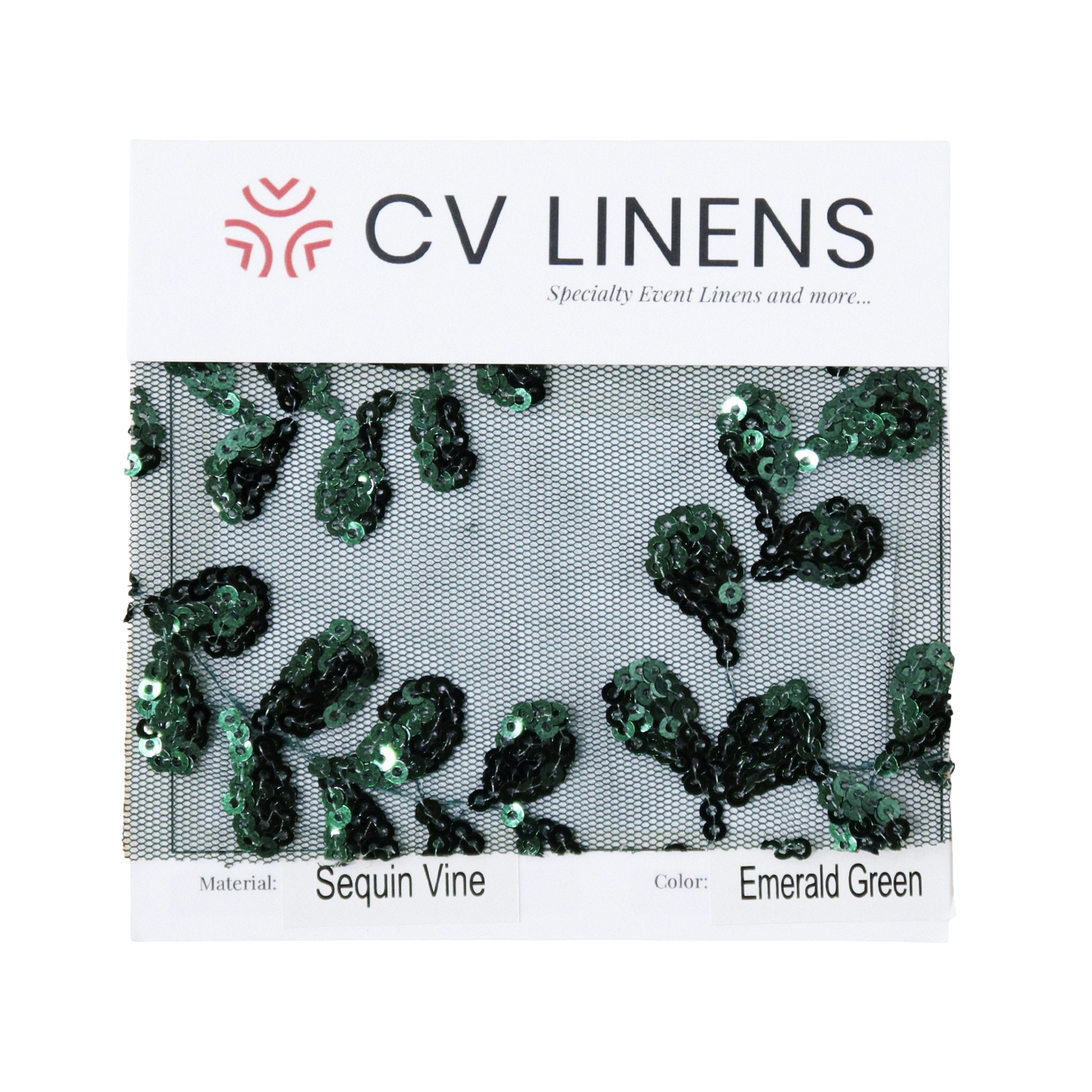 Sequin Vine Swatch Card - Emerald Green