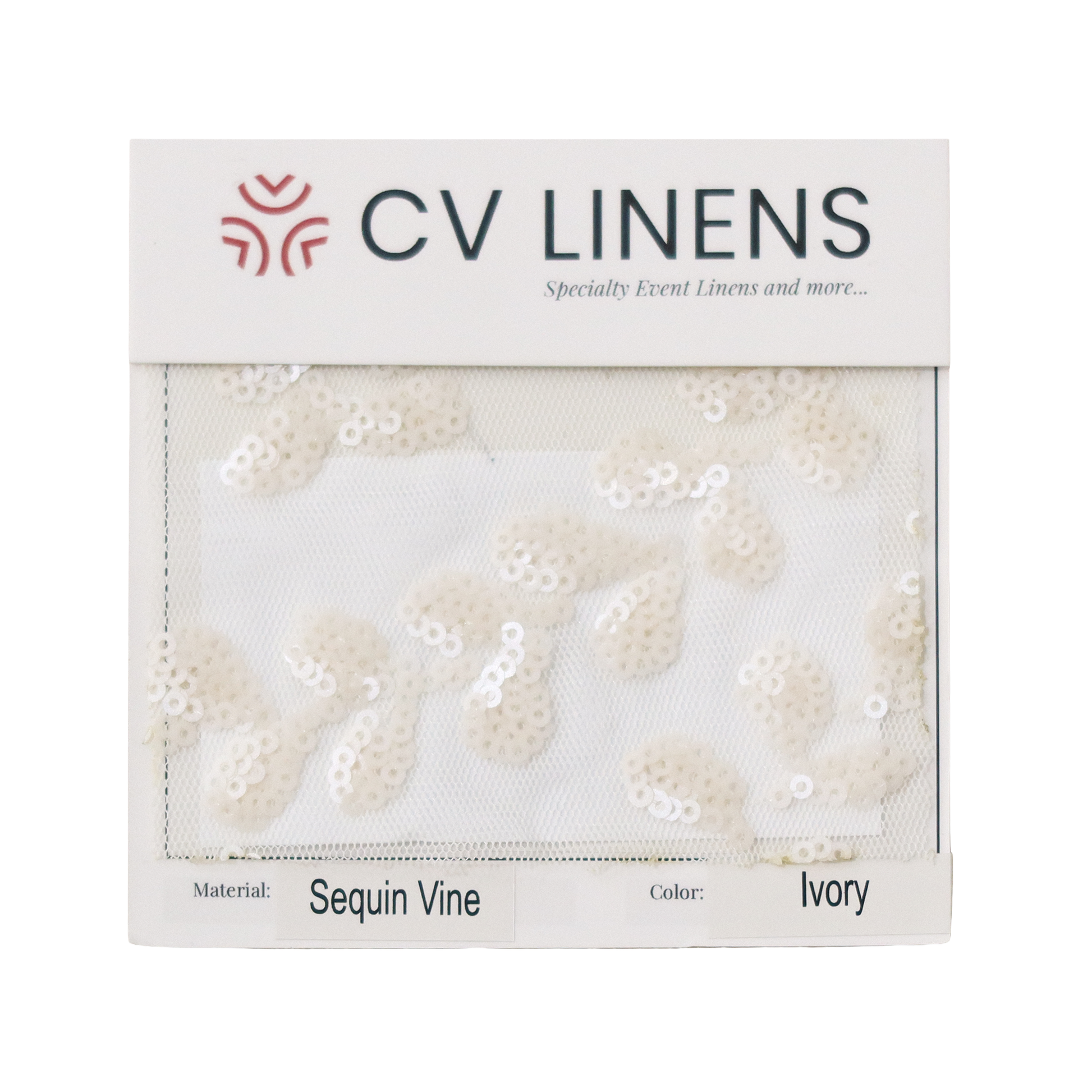 Sequin Vine Swatch Card - Light Ivory/Off White