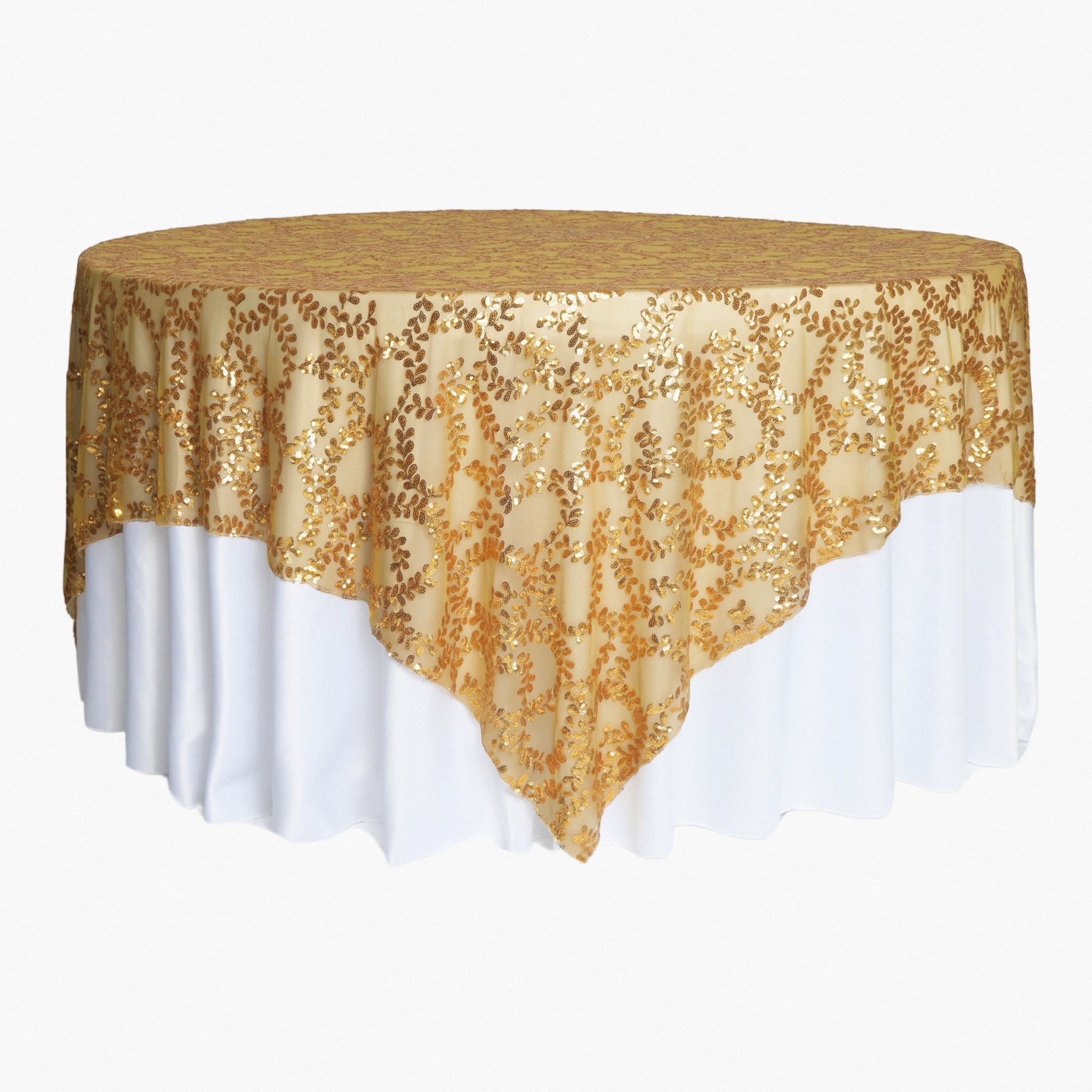 Sequin Vine Table Overlay Topper 90