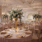 wedding reception with Set of 2 Metal Trumpet Centerpiece Vases - Gold