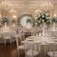 wedding reception with Set of 2 Metal Trumpet Centerpiece Vases - White